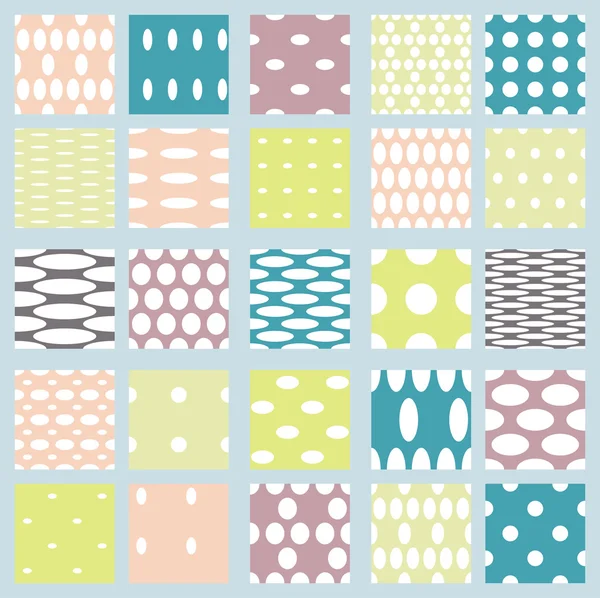 Set van elegante polka dot patronen. — Stockvector