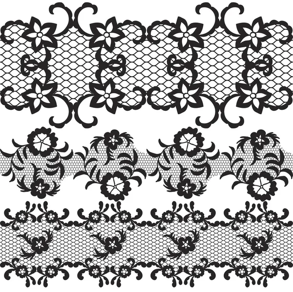 Set of beautiful lace vector trims — Stock Vector