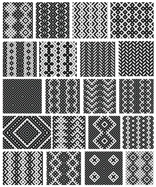 Set 20 monochroom elegante naadloze patronen — Stockvector