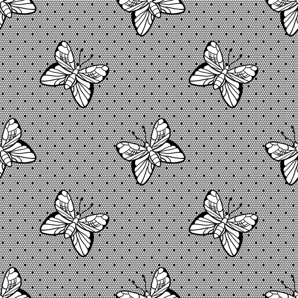 Seamless lacy pattern with butterflies. Vector illustration. — Stock Vector
