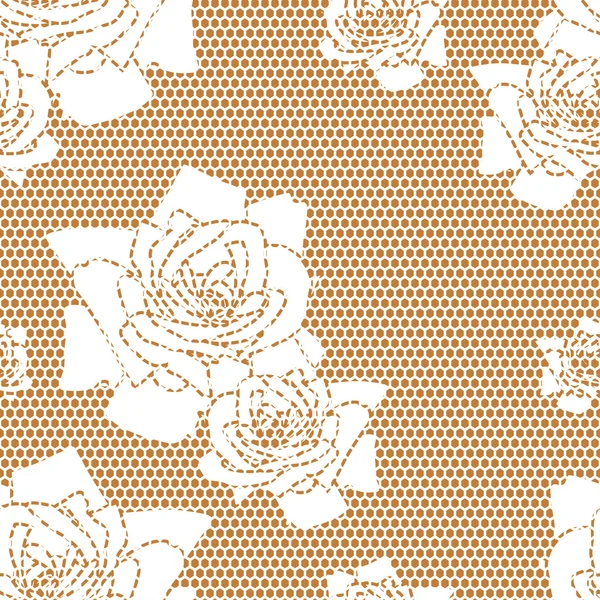 Tissu vectoriel dentelle motif sans couture avec des fleurs — Image vectorielle