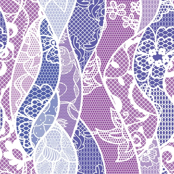 Tissu vectoriel dentelle motif sans couture avec des lignes et des vagues — Image vectorielle