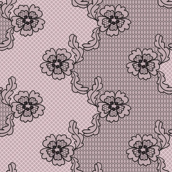 Lace vector fabric seamless pattern with flowers — Stock Vector