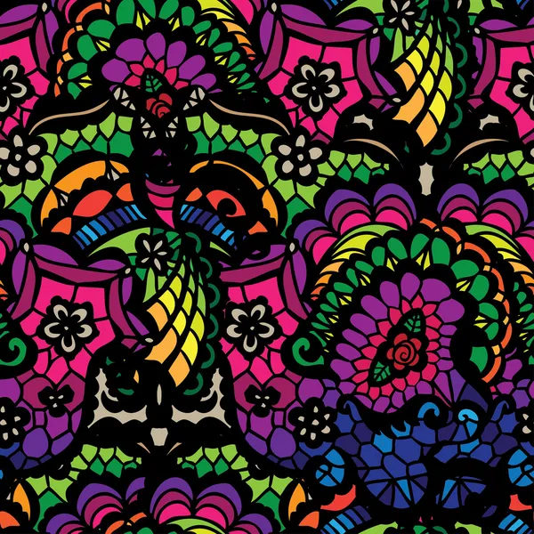モザイク花とのシームレスなパターンのベクトル — ストックベクタ