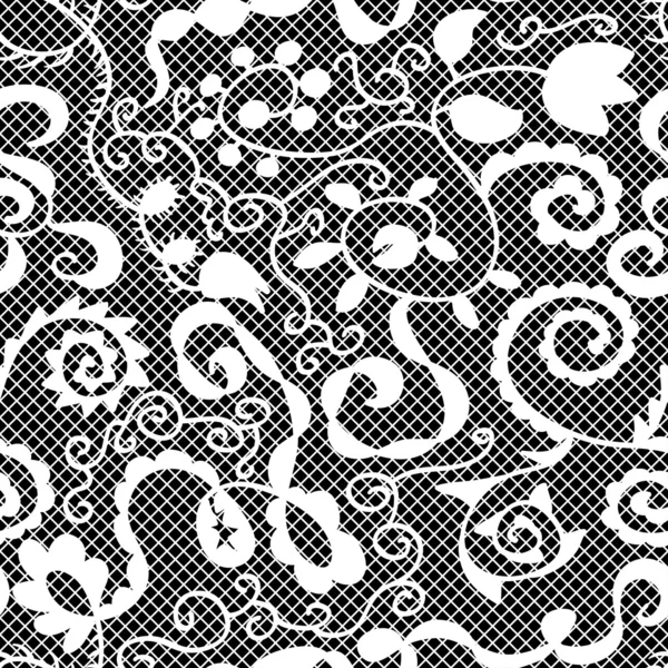 Encaje vector tela patrón sin costura con flores — Archivo Imágenes Vectoriales