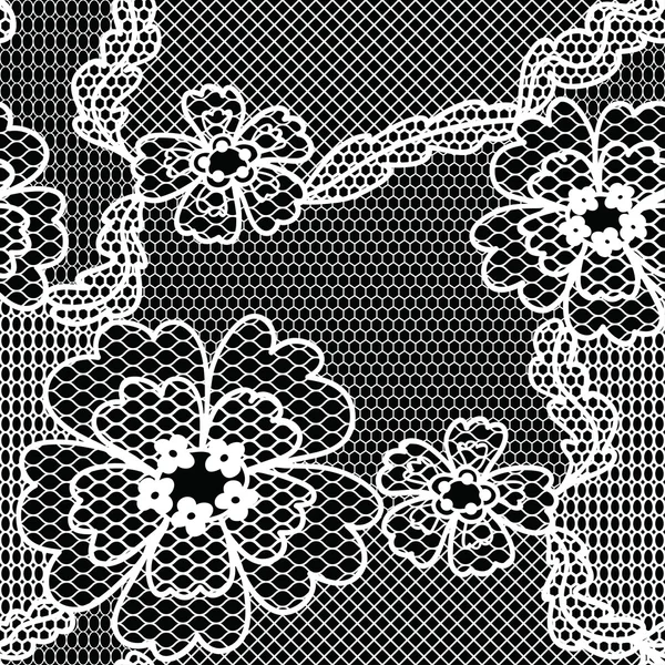 Lace vector fabric seamless pattern with flowers — Stock Vector