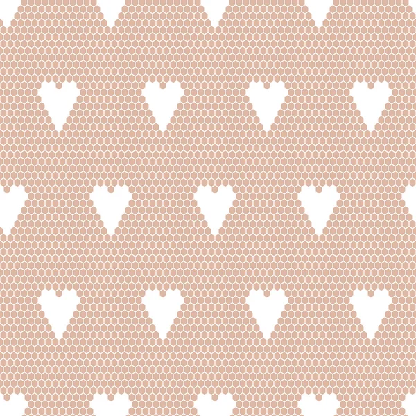 Tissu vectoriel dentelle motif sans couture avec des cœurs — Image vectorielle