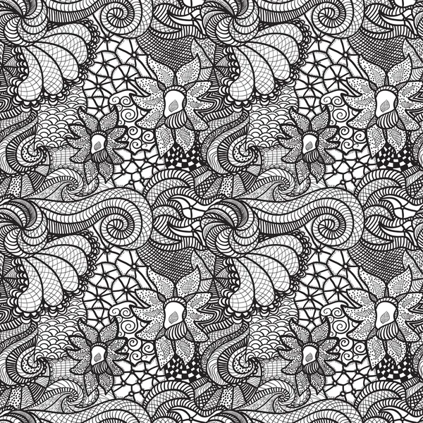 Encaje vector tela patrón sin costura con flores — Archivo Imágenes Vectoriales