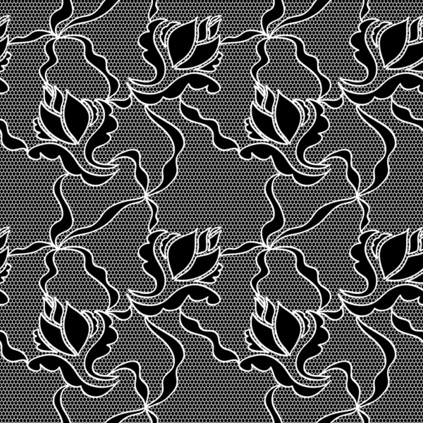 Tissu vectoriel dentelle motif sans couture avec des fleurs — Image vectorielle