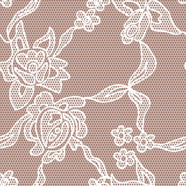 Lace vector fabric seamless pattern with flowers — Stock Vector