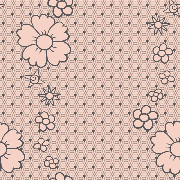 Tissu vectoriel dentelle motif sans couture avec des fleurs — Image vectorielle