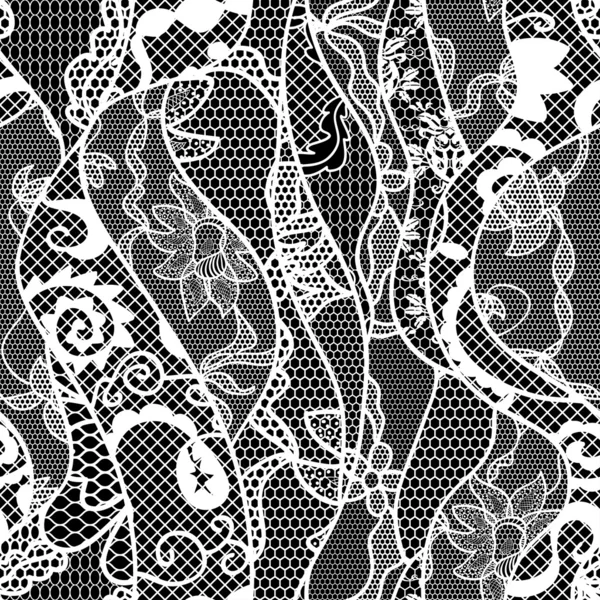 Black lace fabric seamless pattern Royalty Free Vector Image