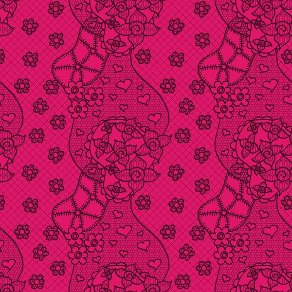 Tissu vecteur dentelle rose motif sans couture avec des fleurs — Image vectorielle