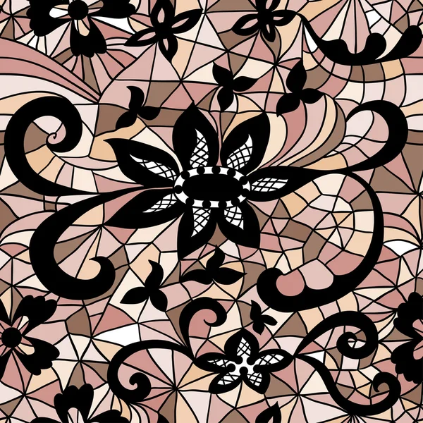 Mosaico vector patrón sin costura con flores — Vector de stock