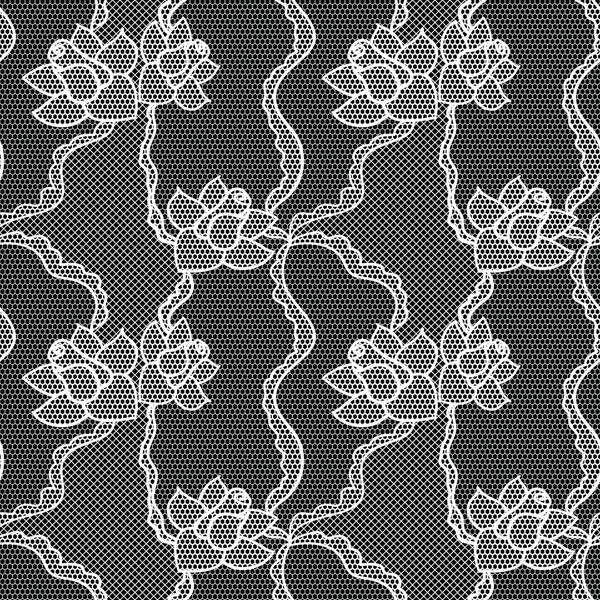 Encaje vector tela patrón sin costura con flores — Vector de stock