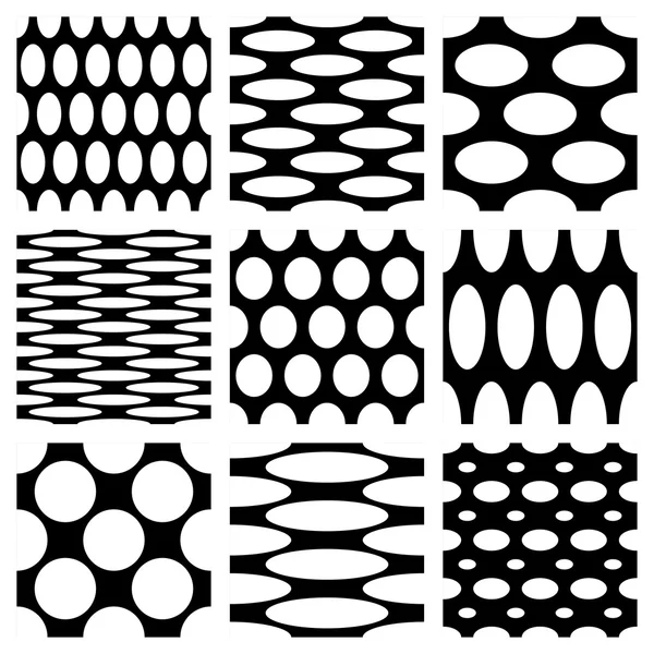 Conjunto de padrões de pontos elegantes em preto e branco . — Vetor de Stock