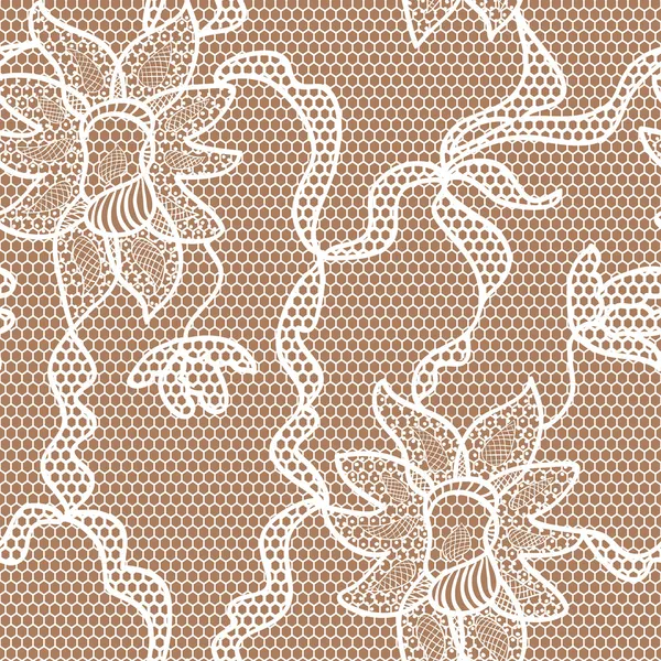 Lace vector fabric seamless pattern with flowers — Stock Vector