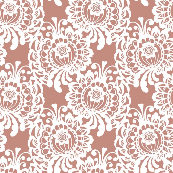 Lace vector fabric seamless pattern with flowers — Stock Vector