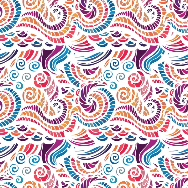 Mosaic vector seamless pattern with waves — Stock Vector