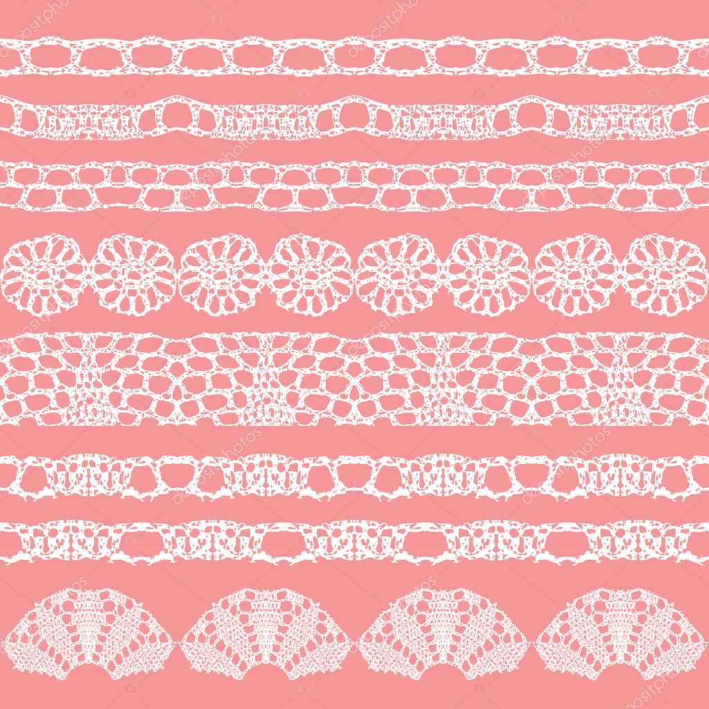 Set of beautiful lace vector trims.
