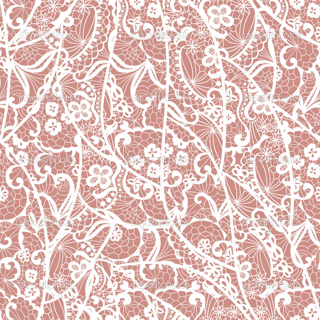 Lace vector fabric seamless pattern with flowers