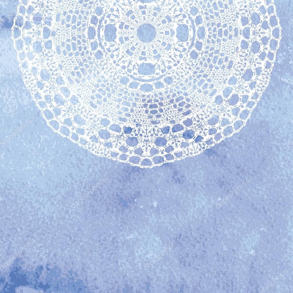 Elegant lacy doily on watercolor background