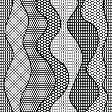 siyah dantel vektör kumaş Dikişsiz desen çizgileri ve dalgalar