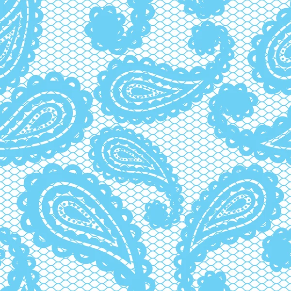 Vzor bezešvé krajky modré s paisley — Stockový vektor