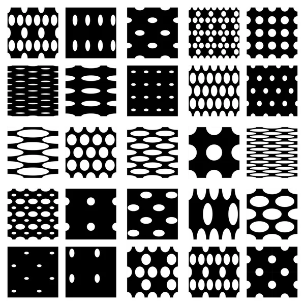 Ensemble de motifs de points élégants en noir et blanc . — Image vectorielle