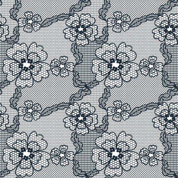 Lace vector fabric seamless pattern with flowers — Stock Vector