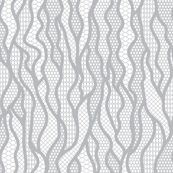 Кружевная векторная ткань бесшовный узор с линиями и волнами — стоковый вектор