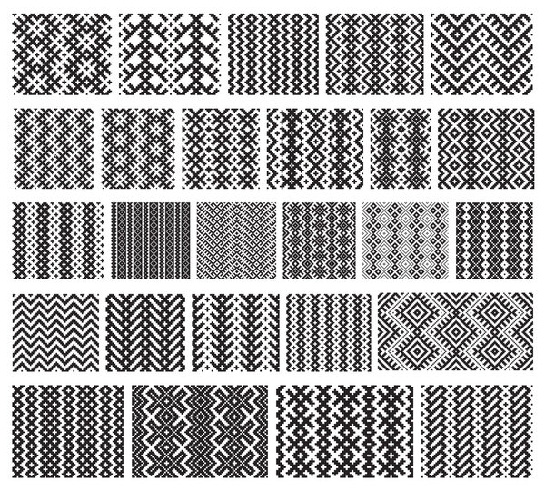 Set of 26 monochrome elegant seamless patterns.Vector ornaments.