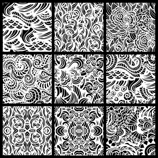 Hand-drawn seamless patterns may be used as background. — Stock Vector