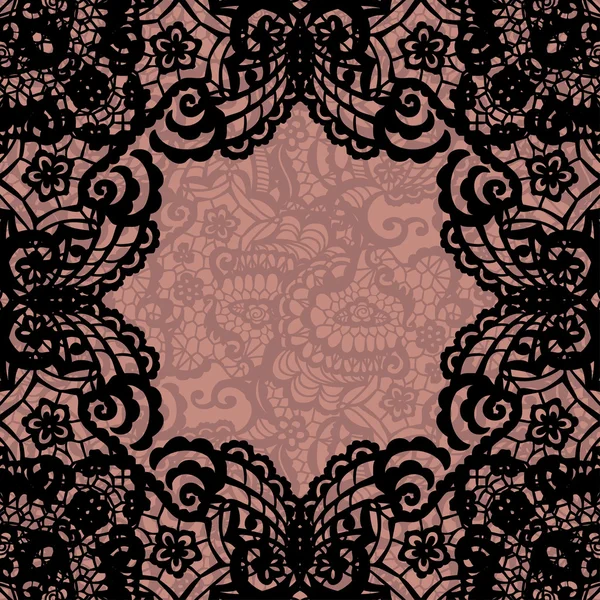 Vector black lace on texture, template. — Stock Vector