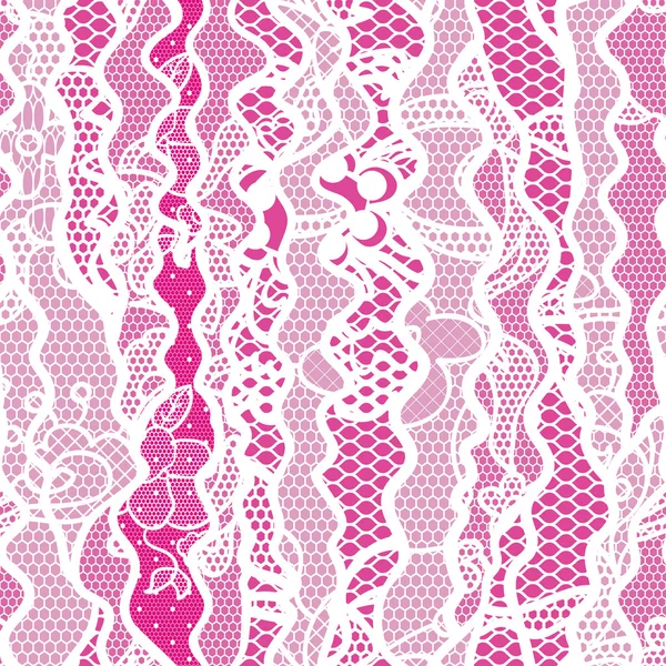 Lace seamless pattern with flowers on pink background — Stock Vector