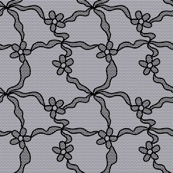 Fleurs dentelle vectorielle beau motif sans couture noir — Image vectorielle