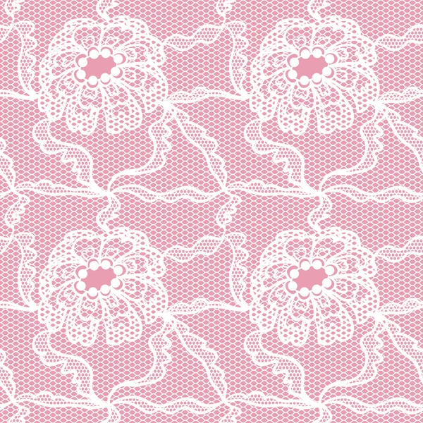 レースの花とのシームレスなパターン — ストックベクタ