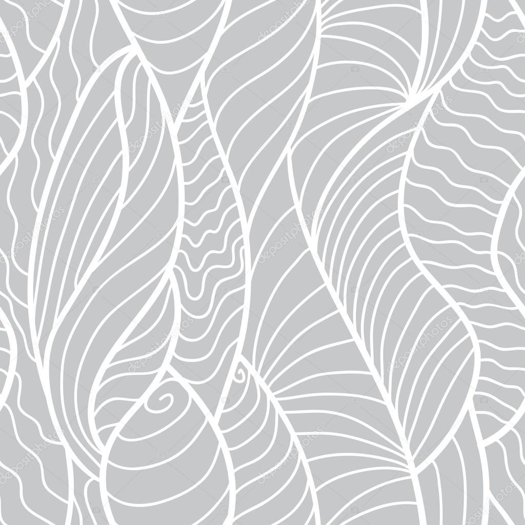 Hand drawn seamless pattern with various elements, lines, waves