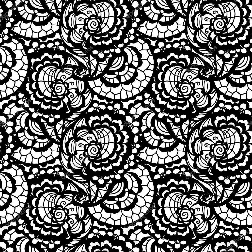 Black lace vector fabric seamless pattern Stock Illustration by ...