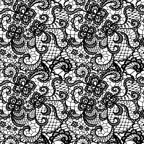 Lace black seamless pattern with flowers