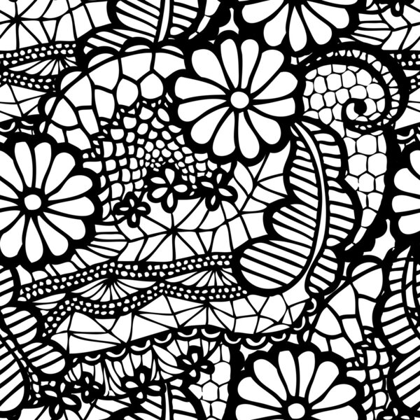 Lace seamless pattern with flowers