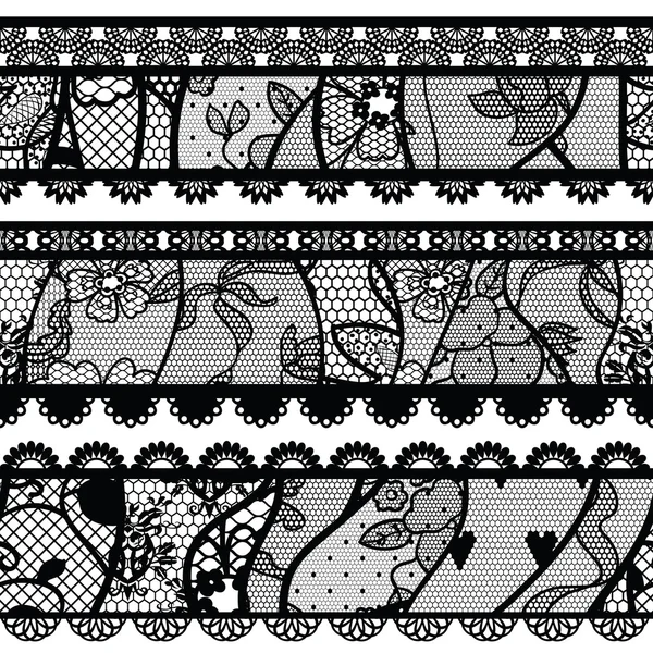 Set of lacy vintage trims. — Stock Vector