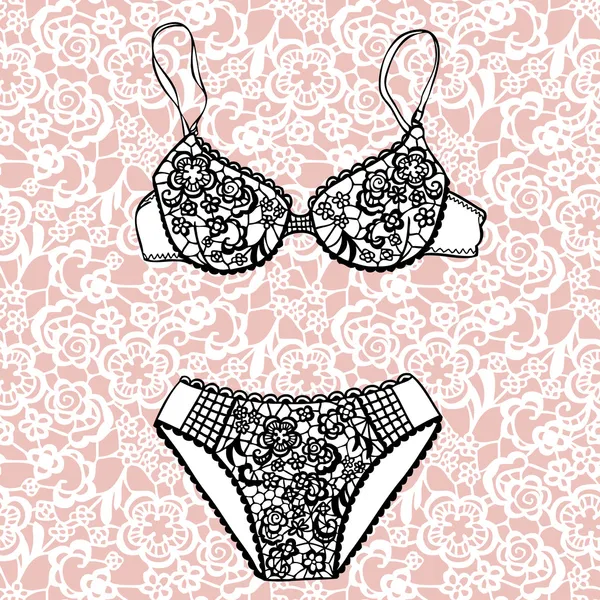 Mão desenhado sexy lingerie conjunto . — Vetor de Stock