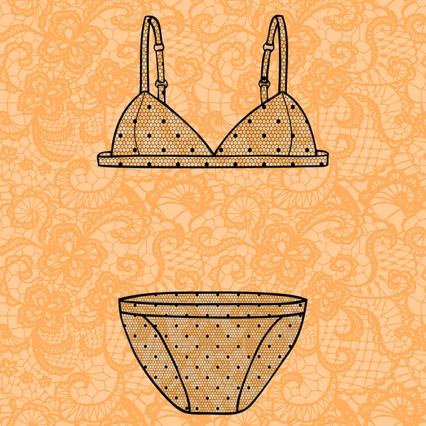 Reggiseno di pizzo e mutandine — Vettoriale Stock