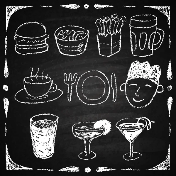 Elementos de menú de restaurante dibujado a mano — Archivo Imágenes Vectoriales