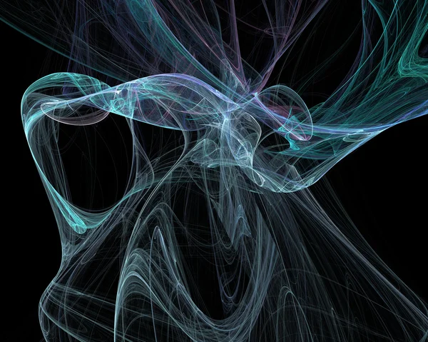 Azul fractal abstracto sobre fondo negro —  Fotos de Stock