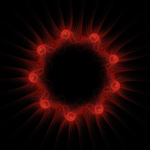 Cercle fractale rouge sur le fond noir — Photo