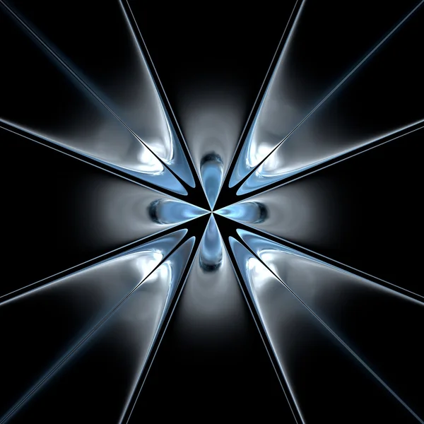 Art numérique abstrait bleu fractal sur fond noir — Photo