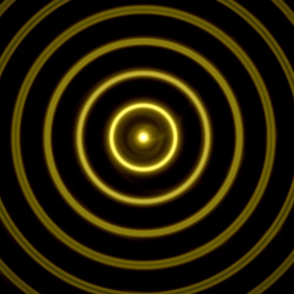 Círculo fractal digital abstrato amarelo no fundo preto — Fotografia de Stock