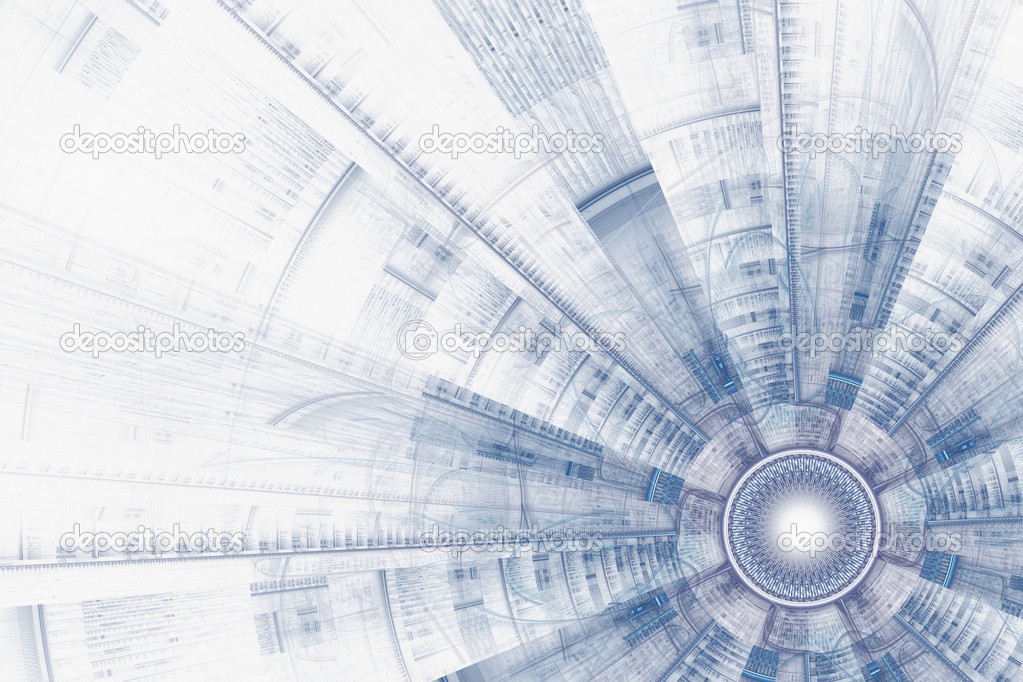 Computer generated illustration rendered fractal solar blue